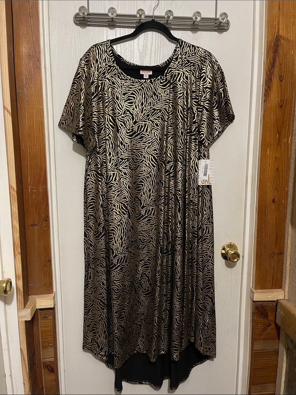 LuLaRoe Elegant Carly Gold & Black High-Low Dress 3XL BNWT
